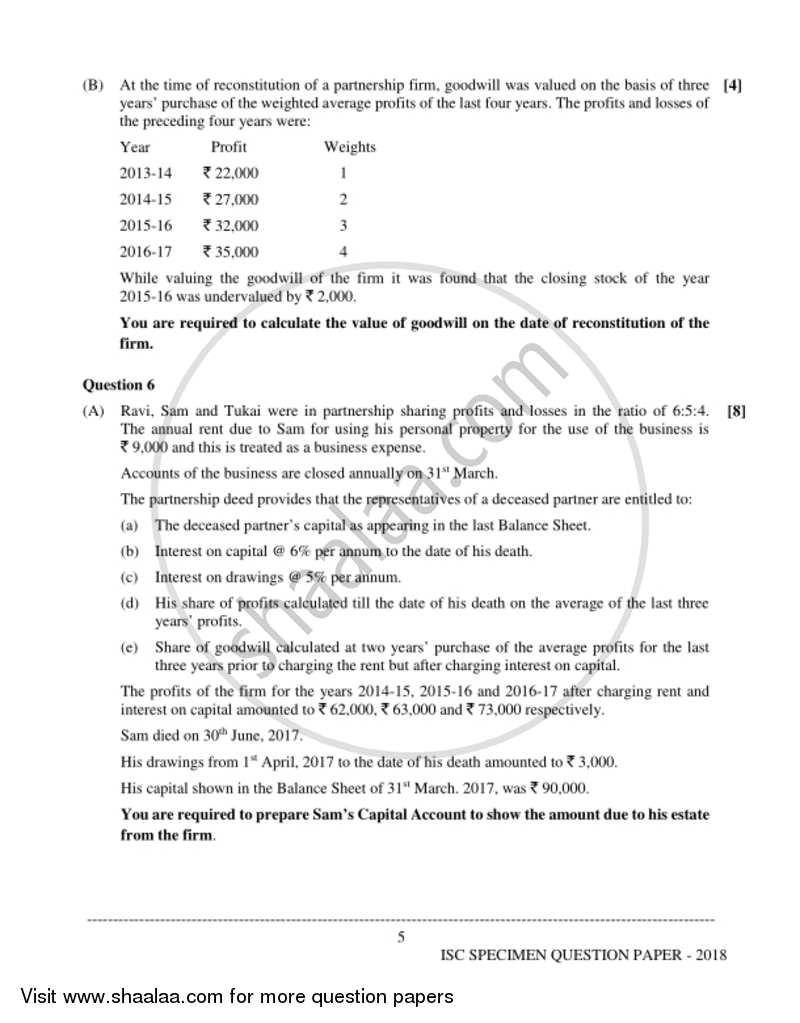 Accounts Science Isc Class Set Question Paper With Pdf