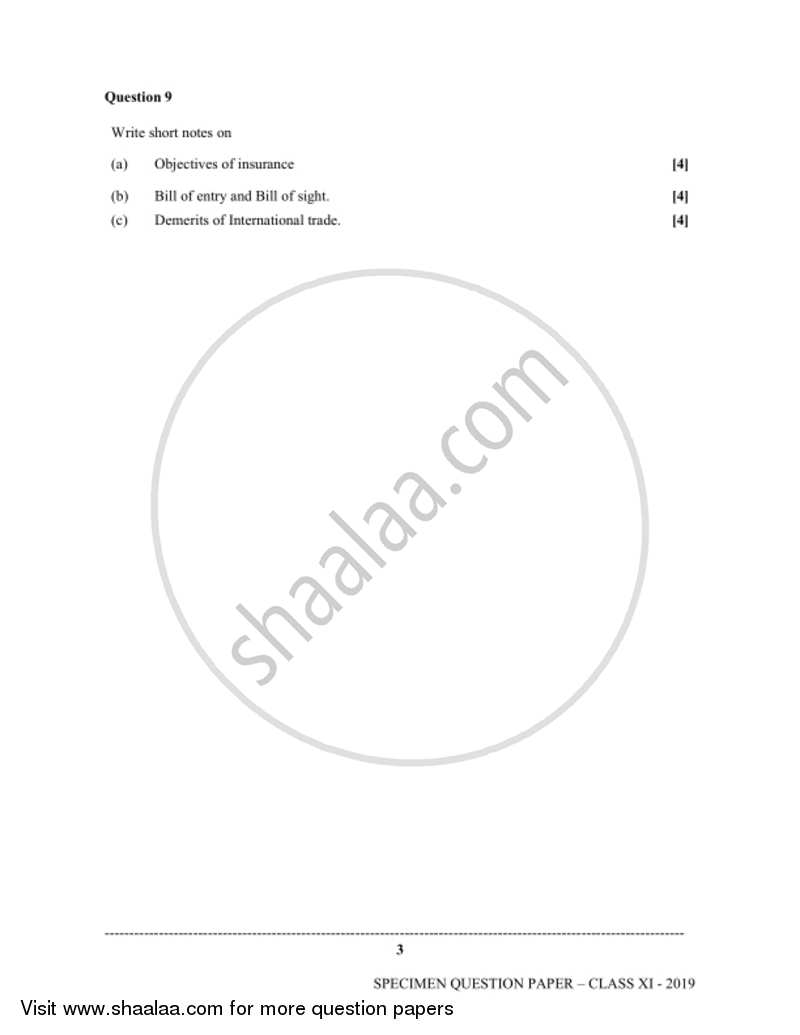 Commerce Isc Commerce Class Set Question Paper With