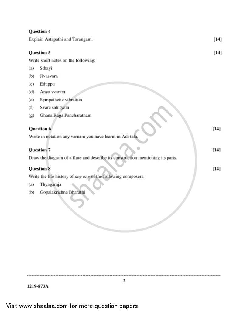 Indian Music Carnatic Theory Isc Commerce Class Set