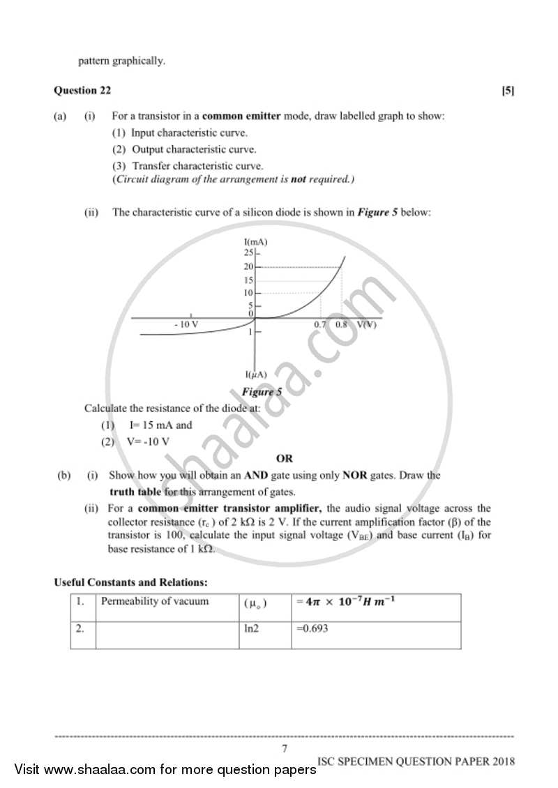 Physics Theory Isc Commerce Class Set Question Paper