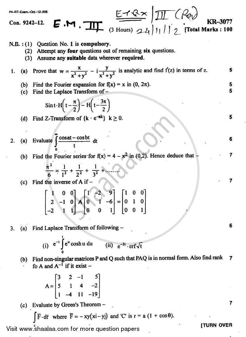 Engineering Mathematics Be Electronics Engineering Semester