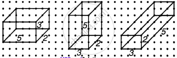 The dimensions of a cuboid are 5 cm, 3 cm and 2 cm. Draw three ...