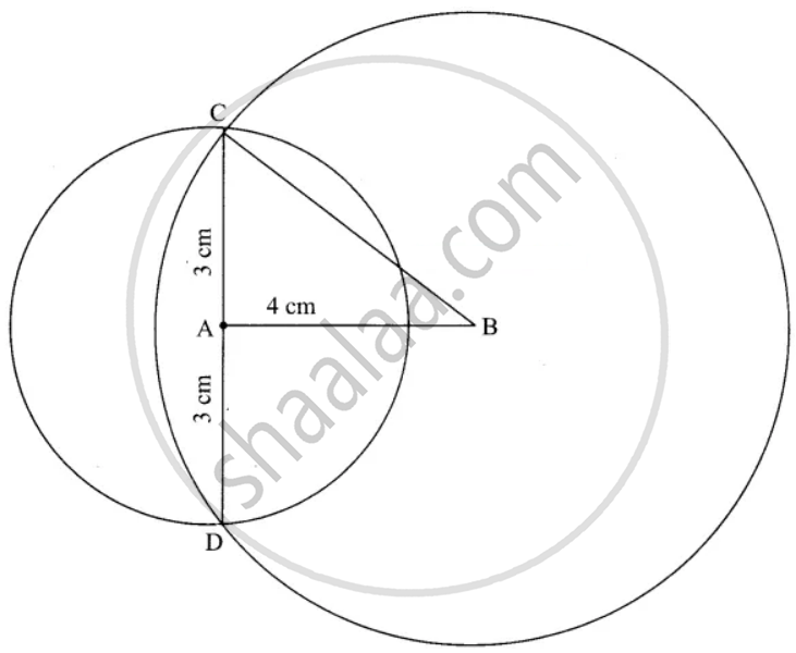 Two circles of radii 5 cm and 3 cm intersect at two points and the ...