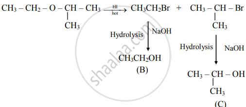 An ether (A), C5H12O, when heated with excess of hot HI produce two ...