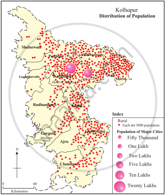 Study the Population Distribution Map of Kolhapur District and Answer ...