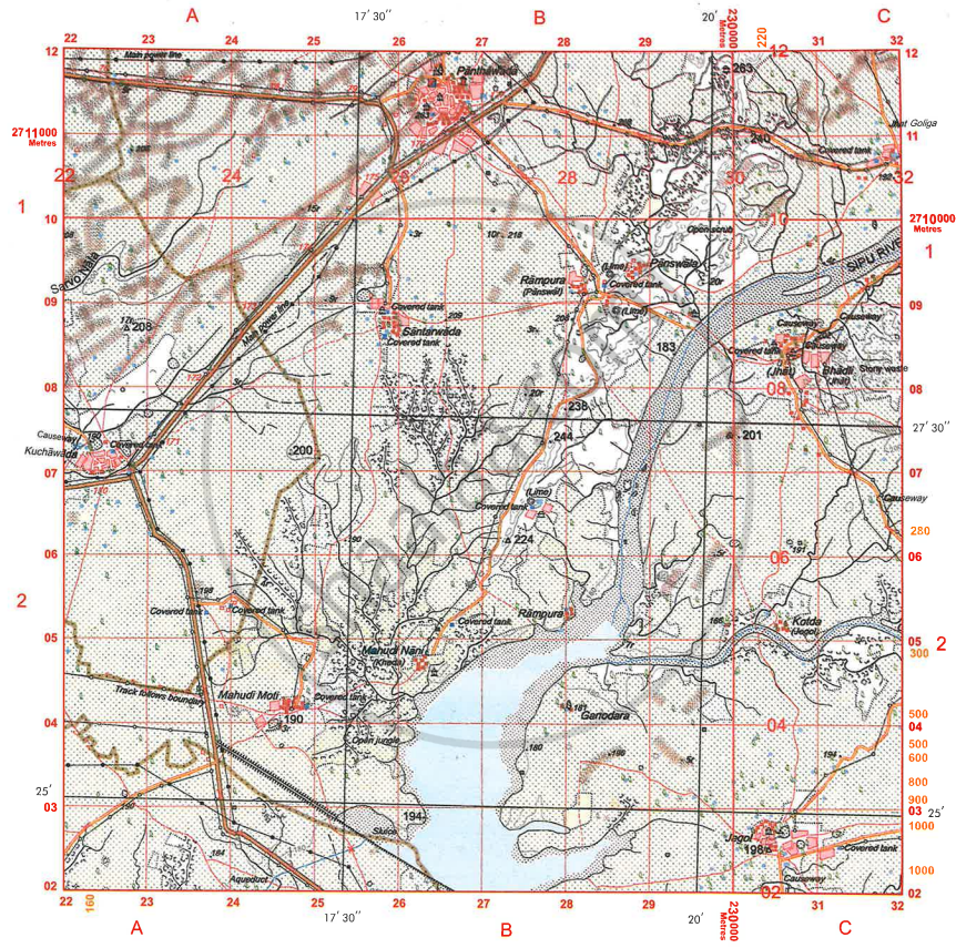 Study the extract of the Survey of India Map sheet No. G43S7 and answer ...