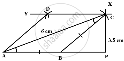 Construct a rhombus ABCD, when: Diagonal AC = 6.0 cm and height = 3.5 ...