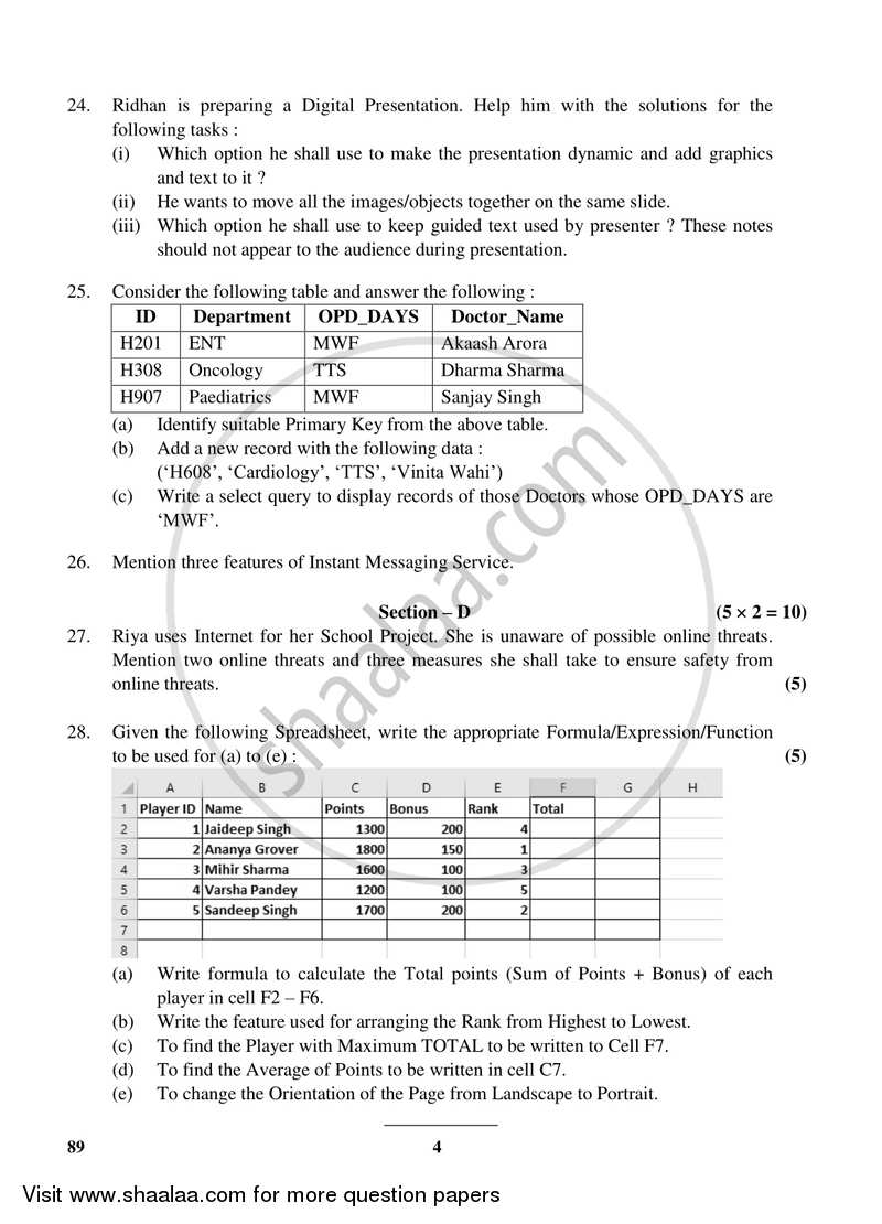 Introductory Information Technology 2017-2018 CBSE Class 10 question ...