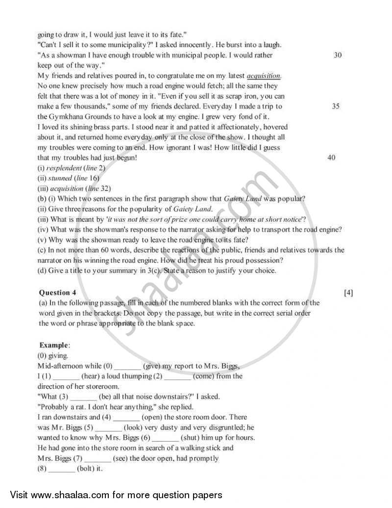 English 1 (English Language) 2005-2006 ICSE Class 10 question paper ...