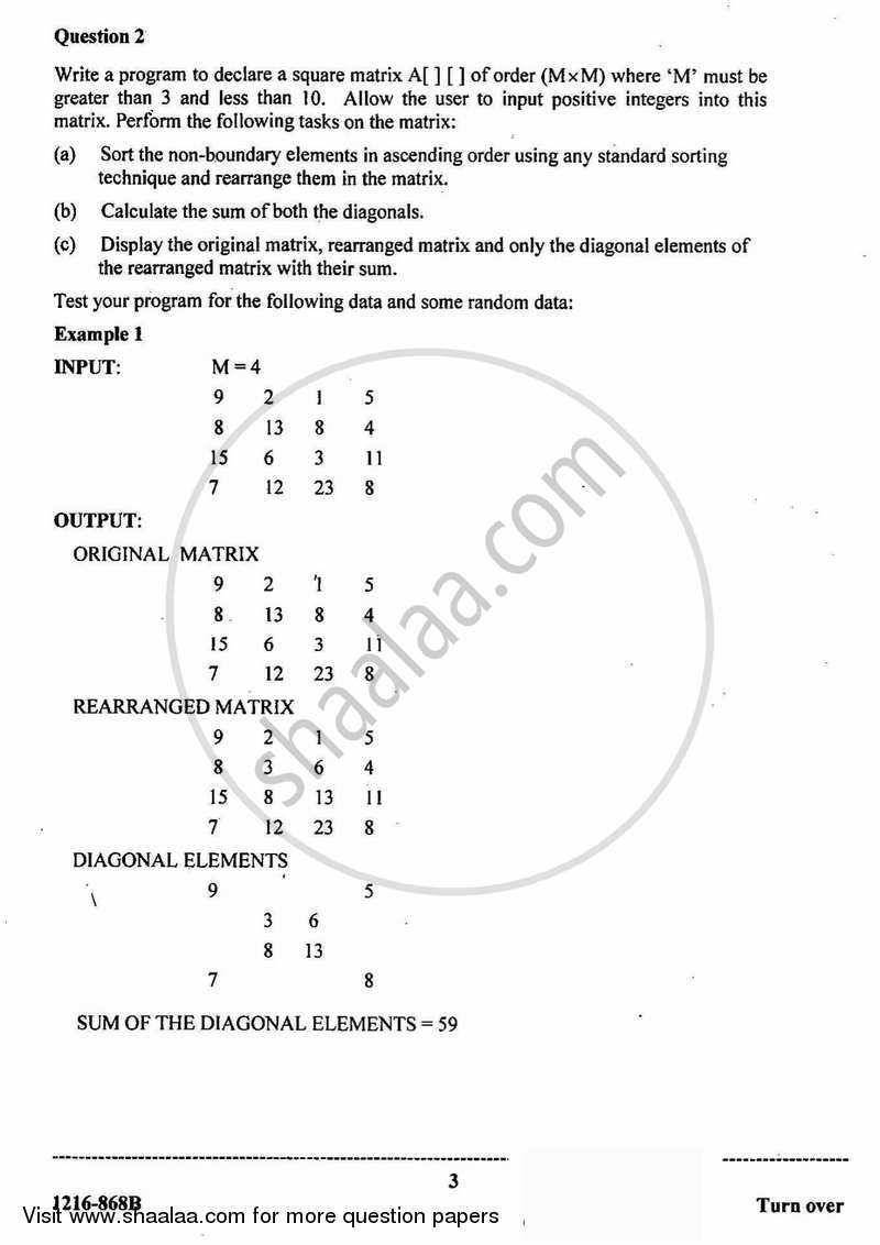 Computer Science Practical 2015 2016 Isc Commerce Class 12 Question Paper With Pdf Download