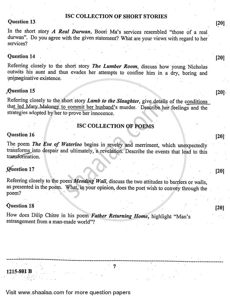 class 12 english final exam question paper 2015