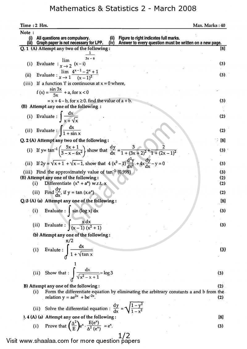 mathematics-and-statistics-2-2007-2008-hsc-science-general-12th