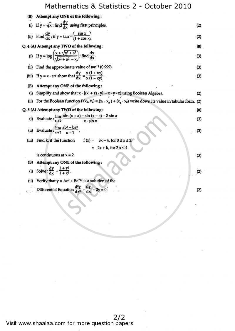 mathematics-and-statistics-2-2009-2010-hsc-science-general-12th