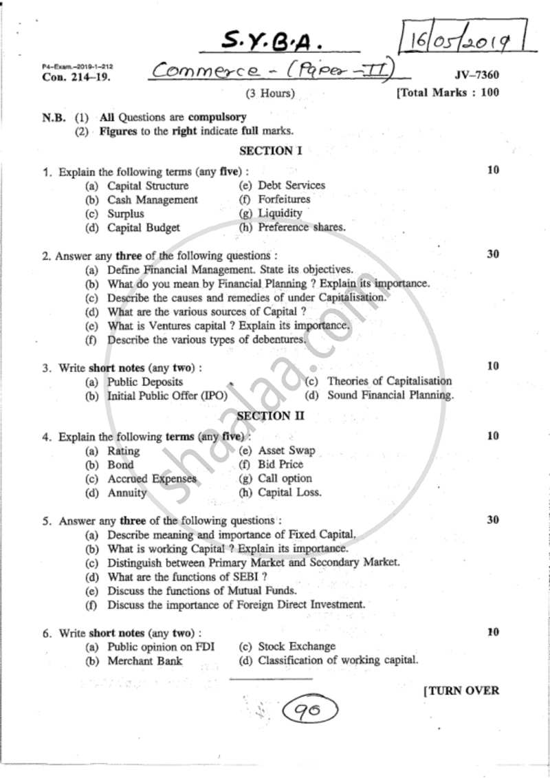 Financial Management 2018-2019 BA Commerce (IDOL) (Correspondence) 2nd ...