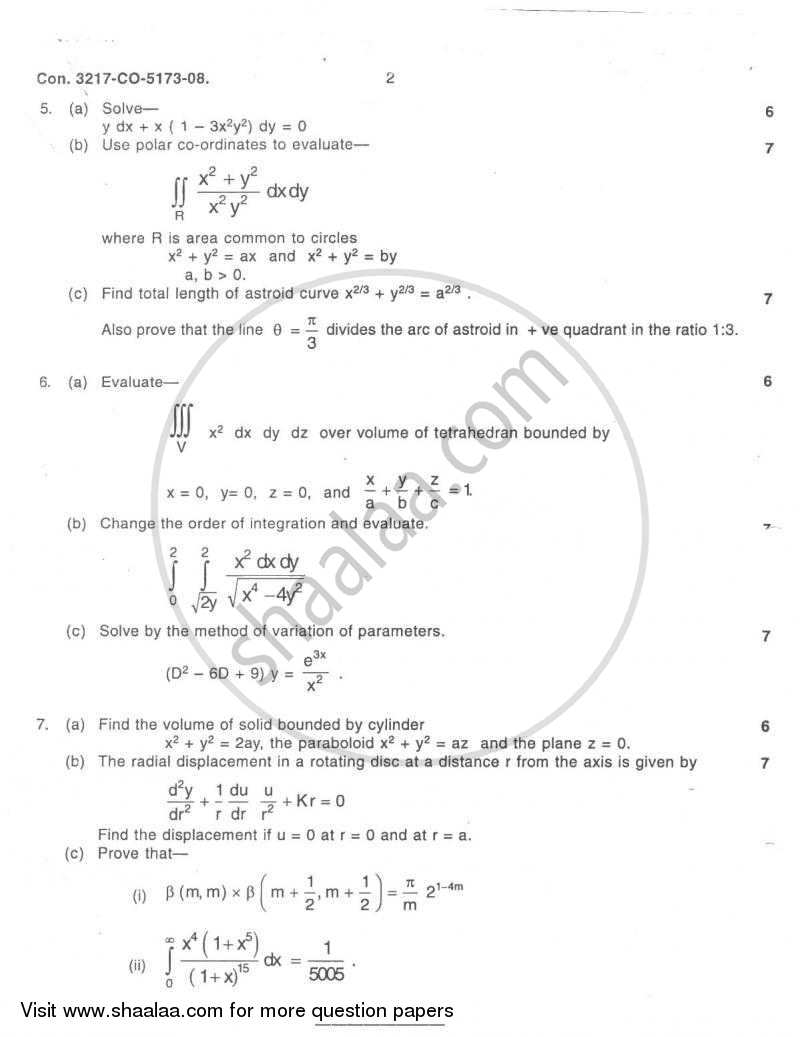 Applied Mathematics 2 2007-2008 BE Marine Engineering Semester 2 (FE ...