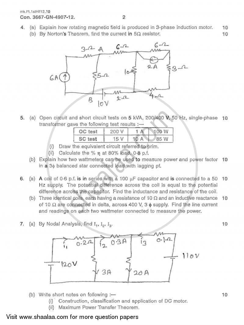 Basic Electrical And Electronics Engineering 2011 2012 Be Civil Engineering Semester 1 Fe First