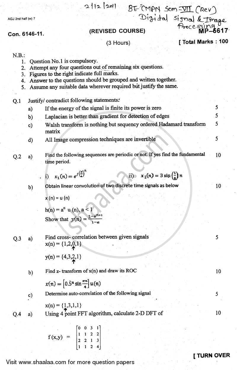 Digital Signal and Image Processing 2011-2012 BE Computer Engineering ...