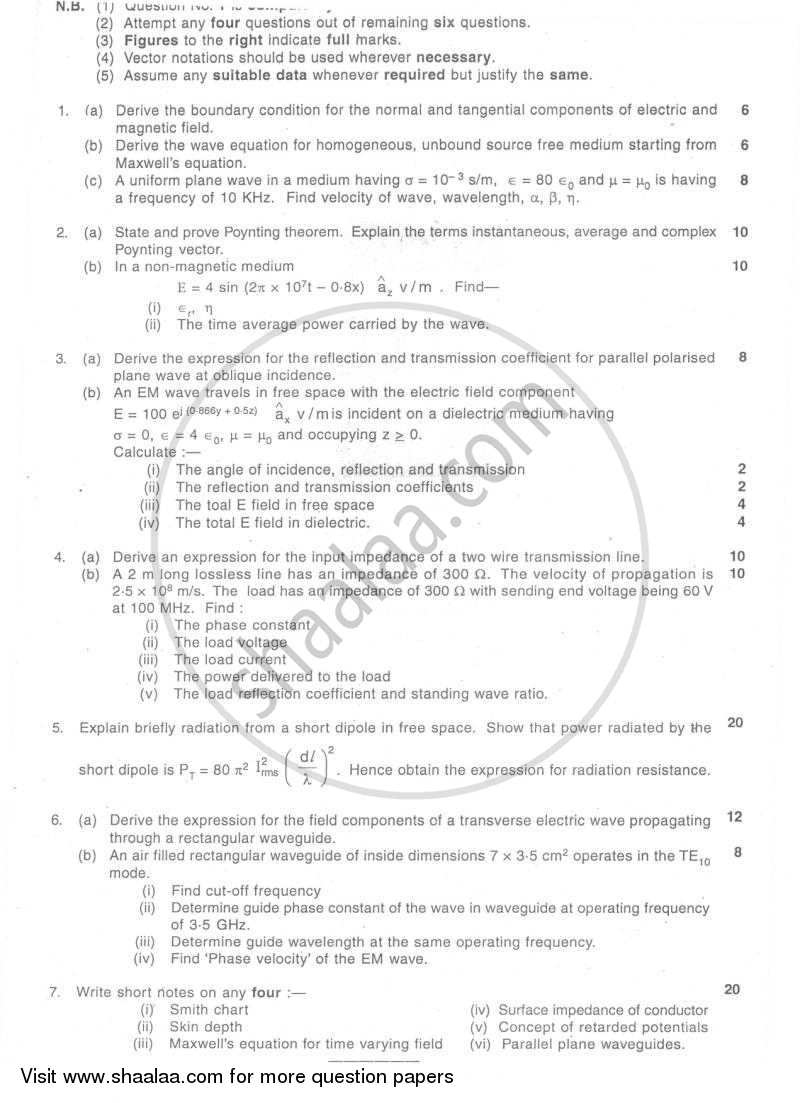 Electromagnetic Engineering 2007-2008 BE Electronics Engineering ...