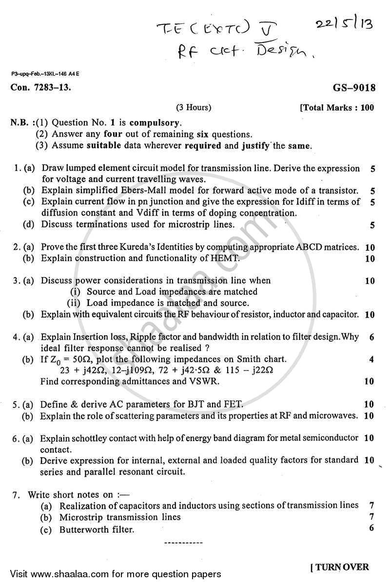 RF Circuit Design 2012-2013 BE Electronics and Telecommunication ...