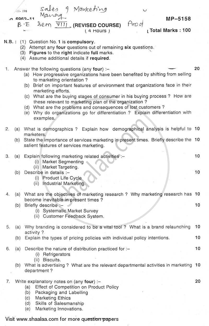 Sales and Marketing Management 2011-2012 BE Production Engineering ...