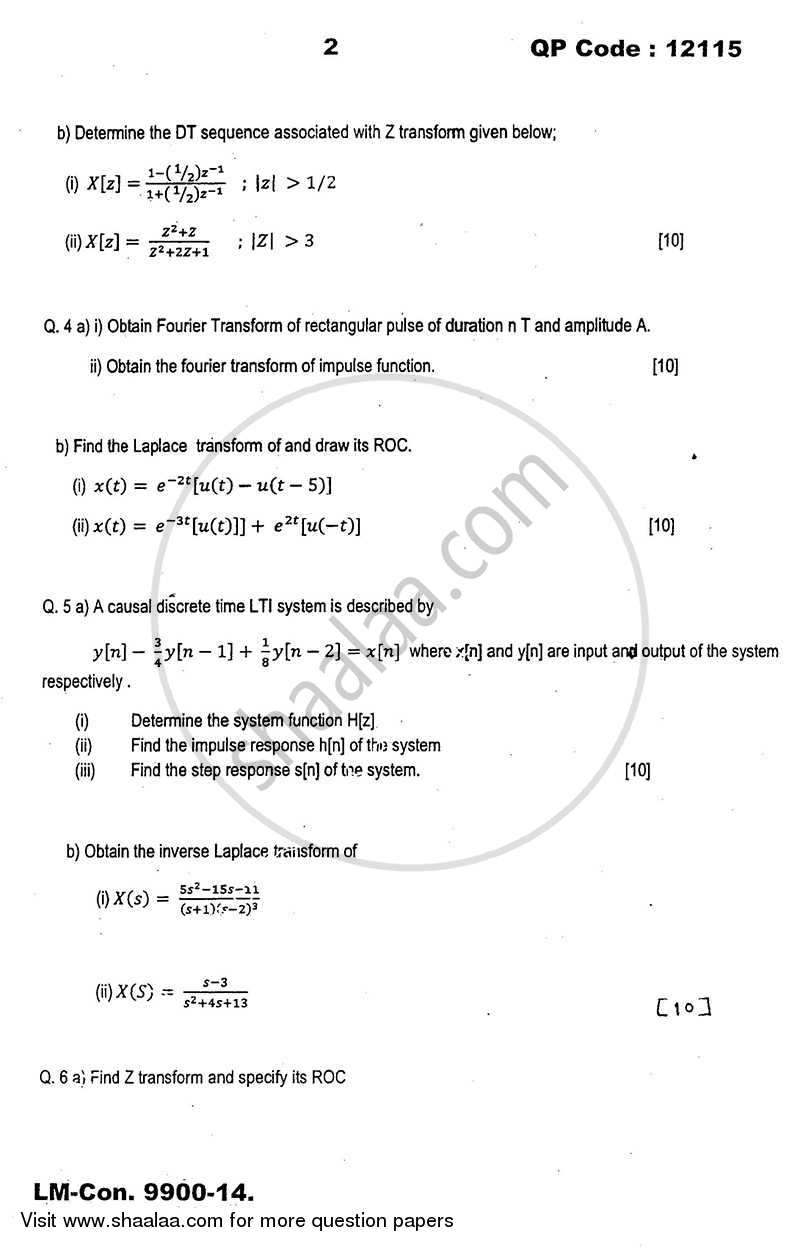 Signals and Systems 2014-2015 BE Electronics Engineering Semester 5 (TE ...