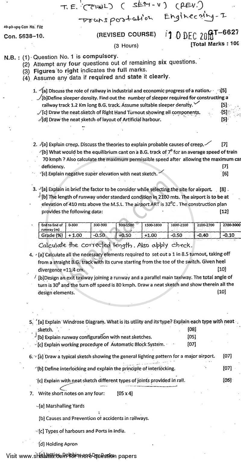 Transportation Engineering 1 2010-2011 BE Civil Engineering Semester 5 ...