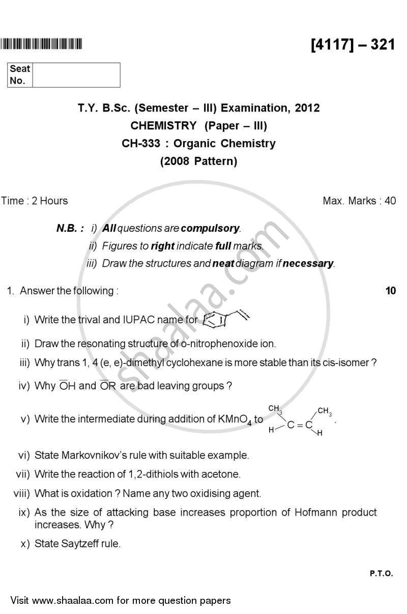 organic-chemistry-2012-2013-b-sc-chemistry-semester-5-tybsc-question