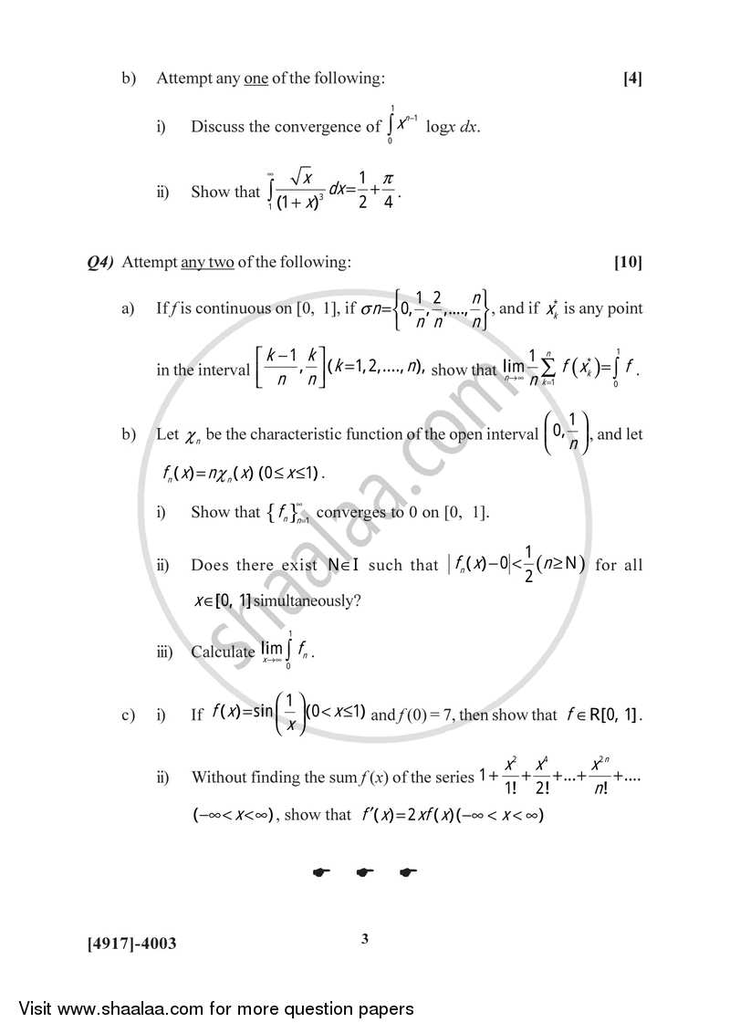 Problem Set 3 2015-2016 B.sc Mathematics Semester 6 (tybsc) 2013 