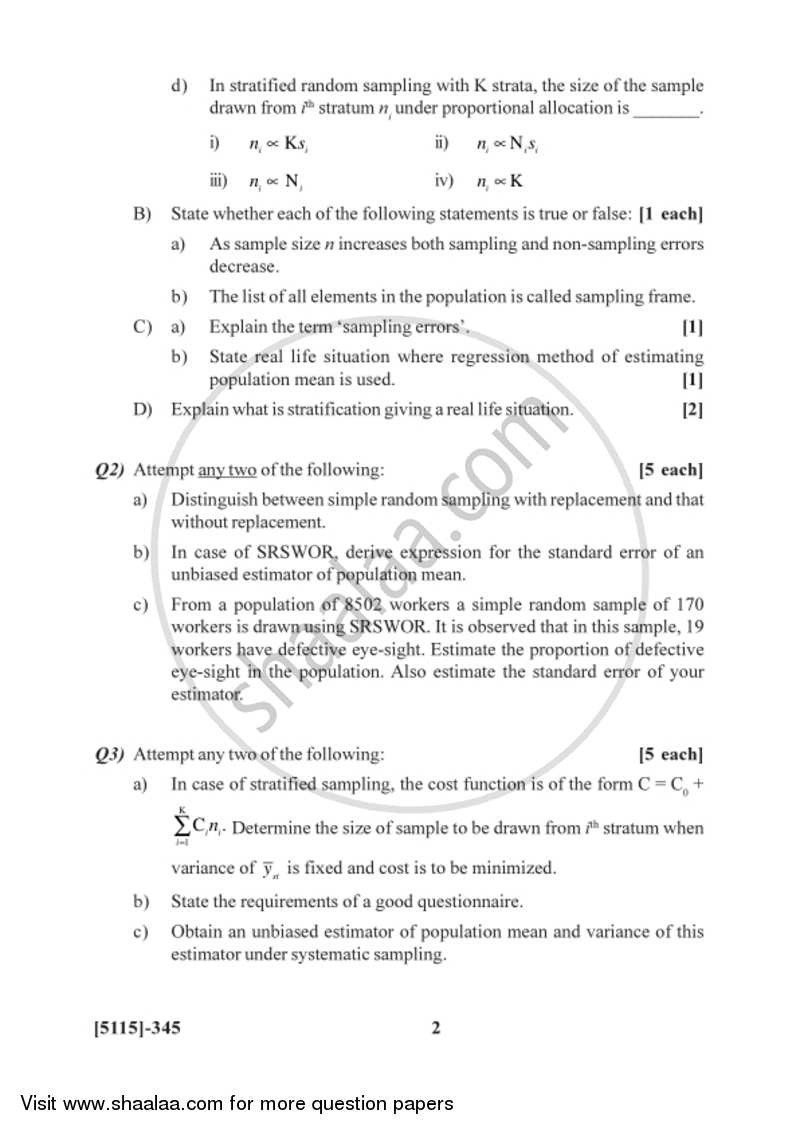 Sampling Methods 2016-2017 B.Sc Statistics Semester 5 (TYBSc) 2013 ...