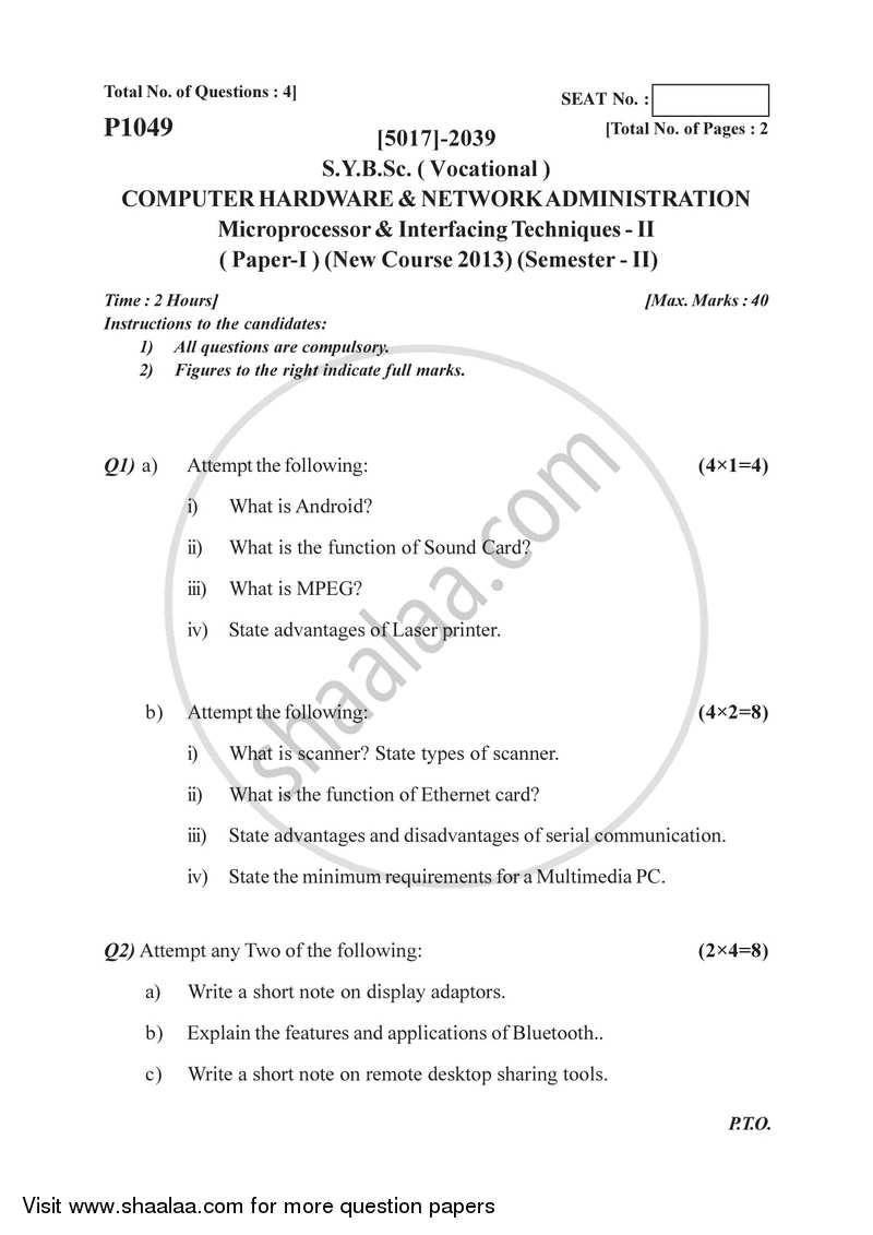 Microprocessor And Interfacing Techniques 2016-2017 Bachelor Of Science ...